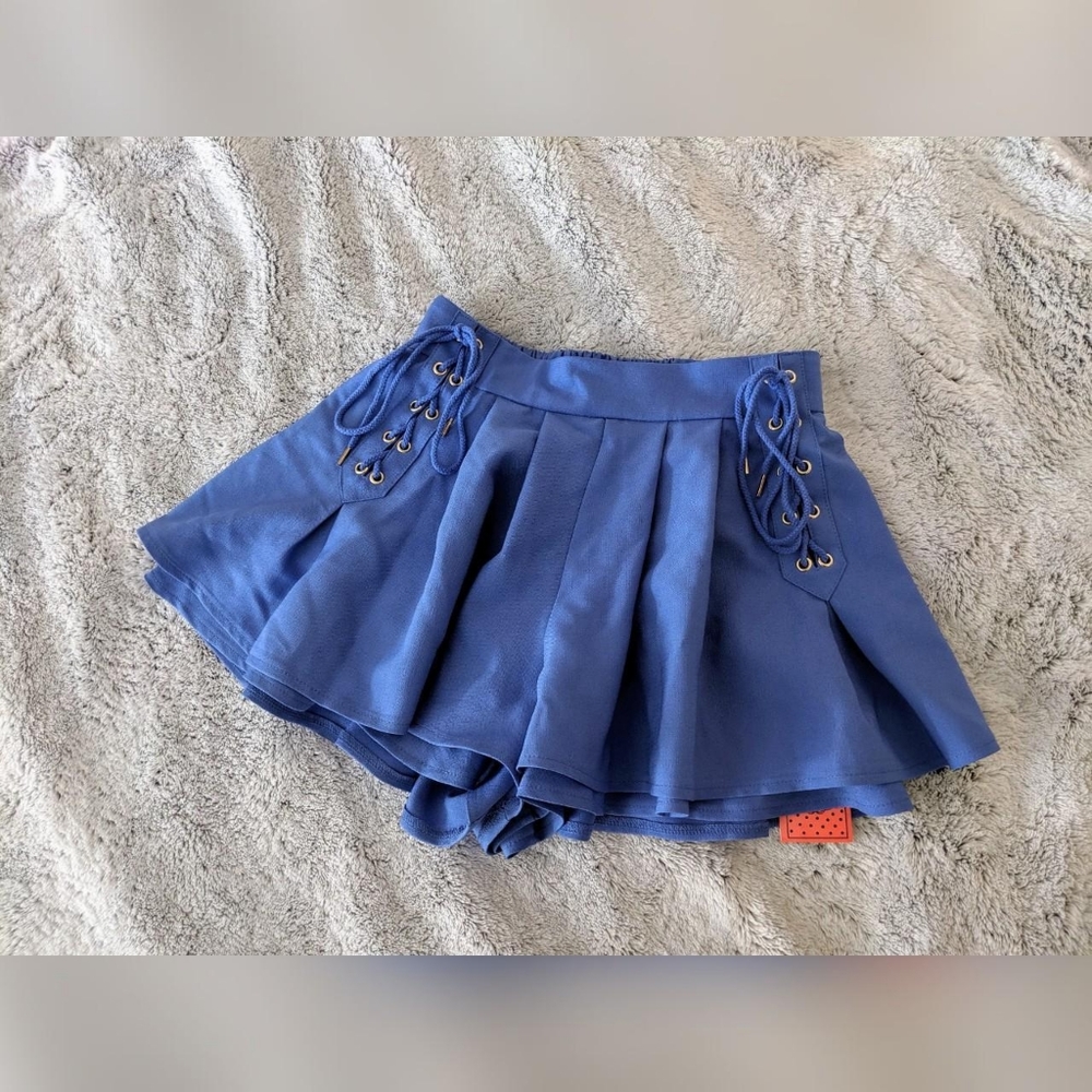 Blue kawaii lace up skort